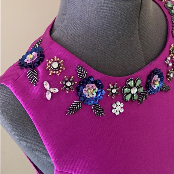 Beaded Magenta Cocktail Dress - Picture 5 of 6